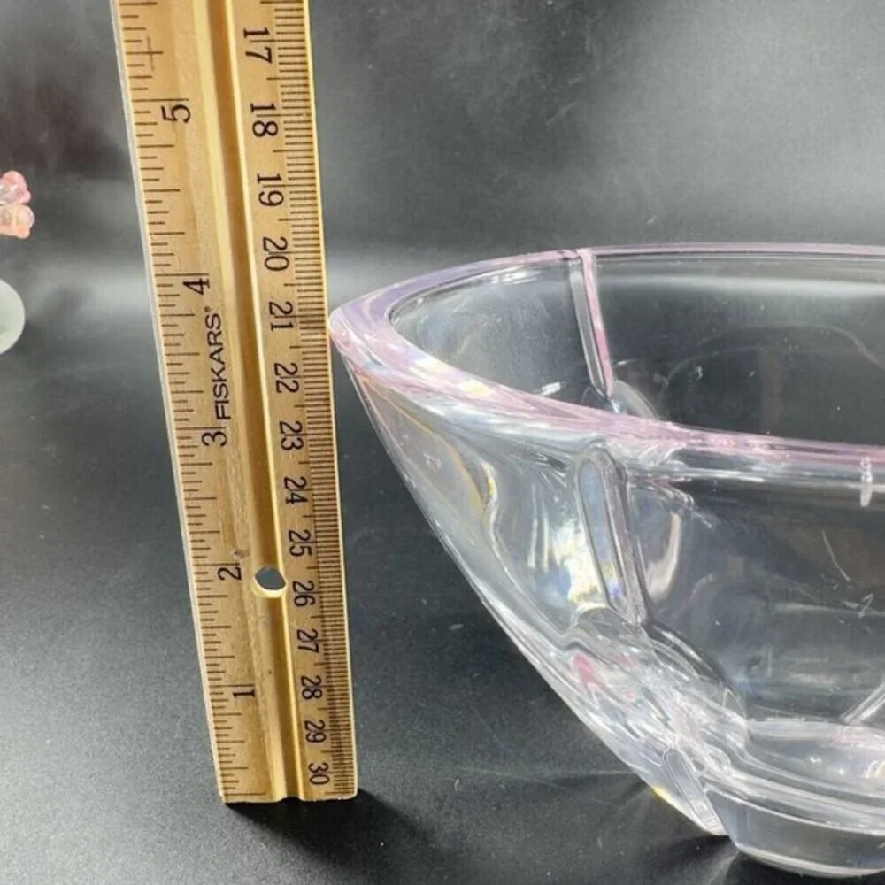 Lenox Cut Crystal Pink Tint Gift Of Knowledge Oval Dish Bowl Vintage Signed‎ VTG